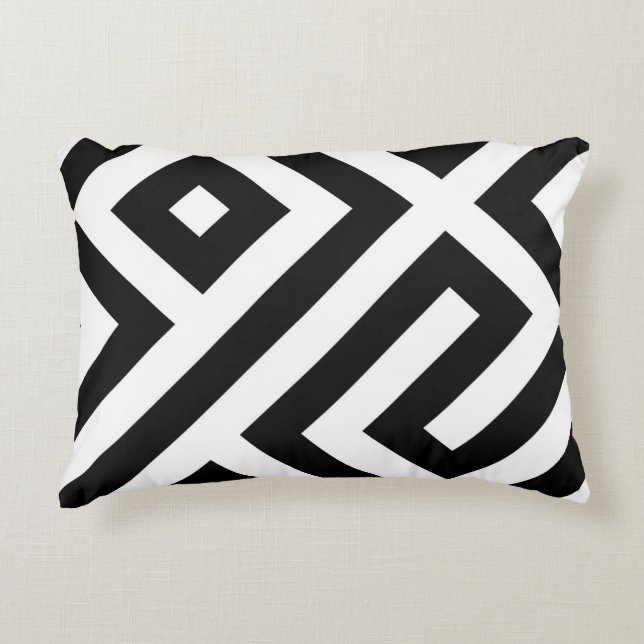 Schwarzweiss-Labyrinth zeichnet Muster-Kissen Dekokissen (Vorderseite)