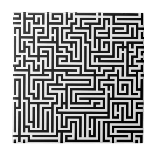 Schwarzweiss-Labyrinthlabyrinth Fliese (Vorderseite)