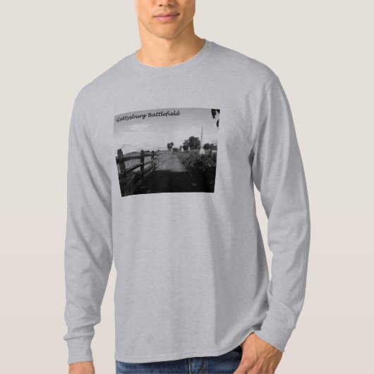 Schwarzweiss-lange Hülse Gettysburg T-Shirt (Vorderseite)