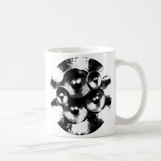 Schwarzweiß-Lautsprecher im Kreis Kaffeetasse (Rechts)