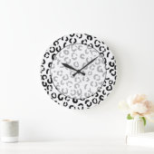 Schwarzweiss-Leopard-Druck-Muster Große Wanduhr (Zuhause)