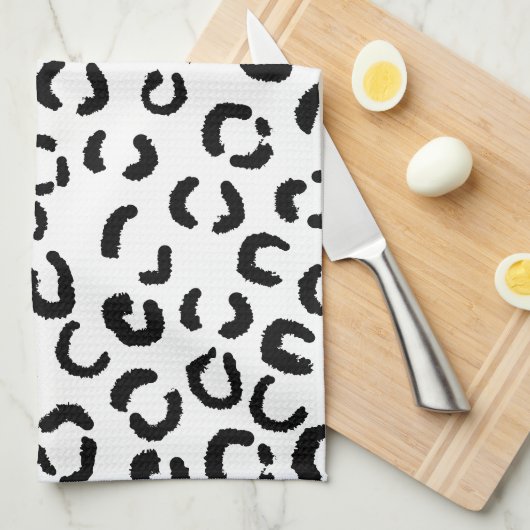 Schwarzweiss-Leopard-Druck-Muster Handtuch (Viertel Falte)