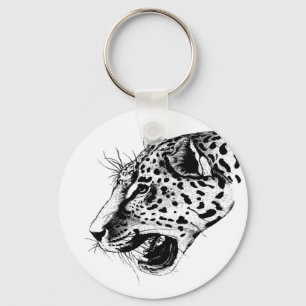 Schwarzweiß-Leopard Schlüsselanhänger