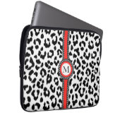 Schwarzweiss-Leoparddruck mit Monogramm Laptopschutzhülle (Vorne Rechts)