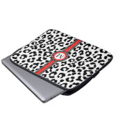 Schwarzweiss-Leoparddruck mit Monogramm Laptopschutzhülle (Vorne Knopf)