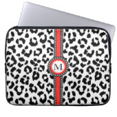Schwarzweiss-Leoparddruck mit Monogramm Laptopschutzhülle (Vorderseite)
