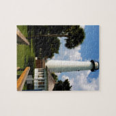 Schwarzweiss-Leuchtturm Jekyll Insel Georgia Puzzle (Horizontal)