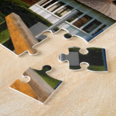 Schwarzweiss-Leuchtturm Jekyll Insel Georgia Puzzle (Seite)