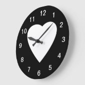 Schwarzweiss-Liebe-Herz-Entwurf Große Wanduhr (Winkel)