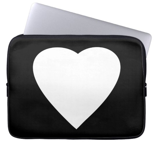 Schwarzweiss-Liebe-Herz-Entwurf Laptopschutzhülle (Vorderseite)