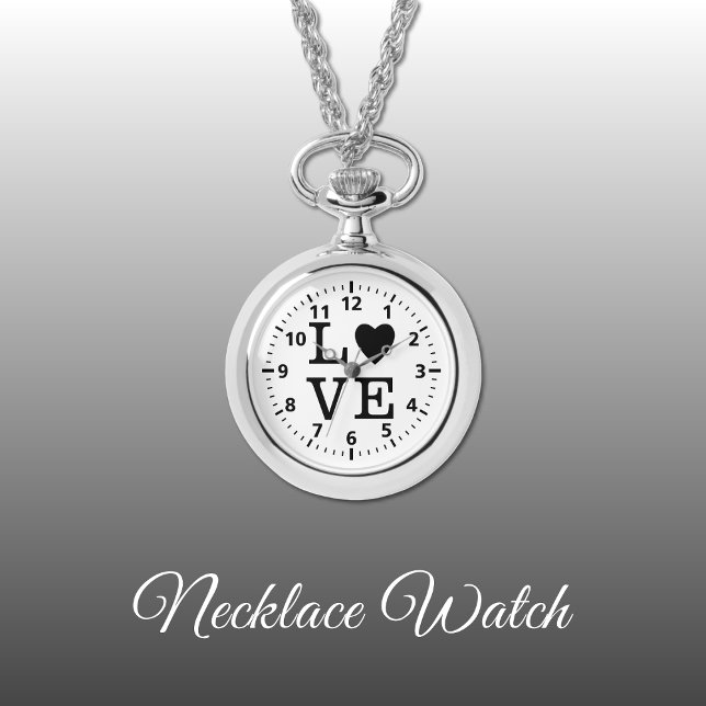 Schwarzweiß-Liebe Necklace Watch Armbanduhr (Von Creator hochgeladen)