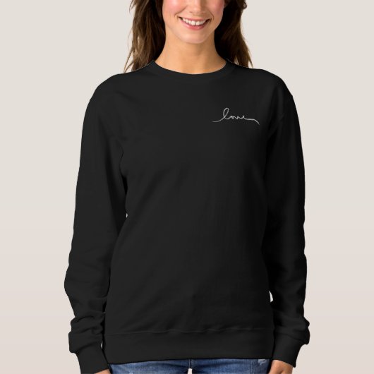 Schwarzweiß "Liebe" Script Crewneck Sweatshirt (Vorderseite)