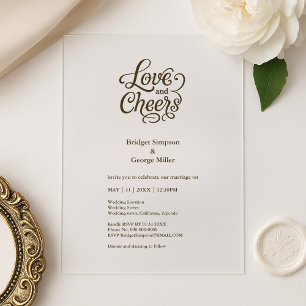 Schwarzweiß-Liebe und Beifall Elegante Hochzeit Acryleinladungen