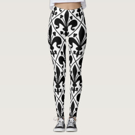 Schwarzweiss-Lilien-französischer Klassiker Leggings
