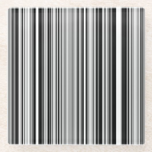 Schwarzweiss-Linien Glasuntersetzer (Vorderseite)