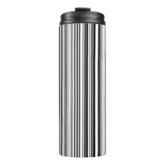 Schwarzweiss-Linien Thermosbecher (Vorderseite)