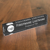 Schwarzweiß - Logo, Name, Beruflicher Titel Namensplakette (Seite)