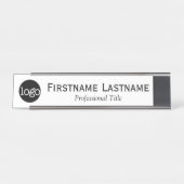 Schwarzweiß - Logo, Name, Beruflicher Titel Schreibtischnamensplakette (Vorderseite )