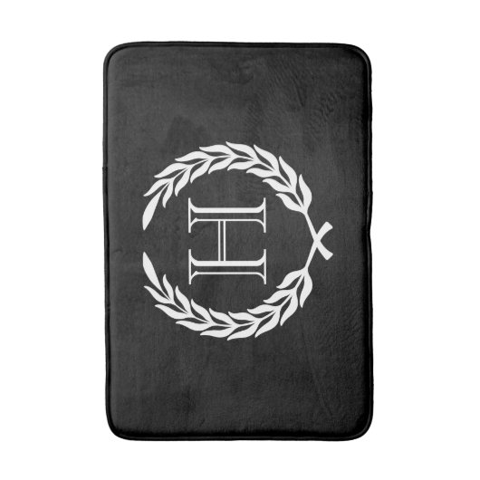 Schwarzweiss-Lorbeer-Kranz Badematte (Vorderseite Vertikal)