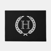 Schwarzweiss-Lorbeer-Kranz Fußmatte (Vorderseite)