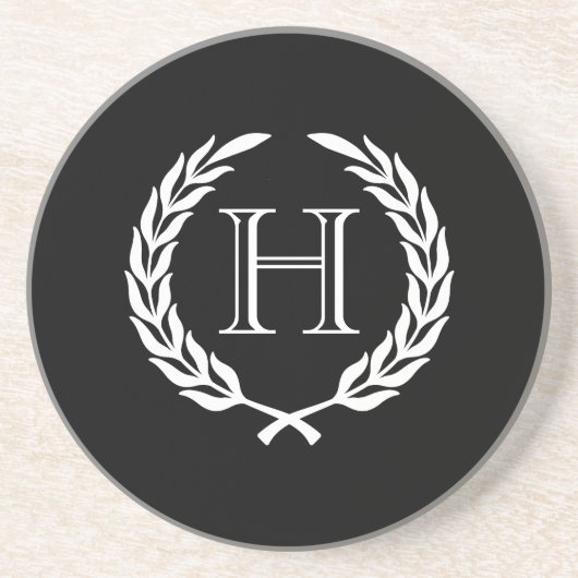 Schwarzweiss-Lorbeer-Kranz Getränkeuntersetzer (Vorne)