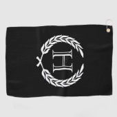 Schwarzweiss-Lorbeer-Kranz Golfhandtuch (Horizontal)