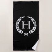 Schwarzweiss-Lorbeer-Kranz Strandtuch (Vorderseite)