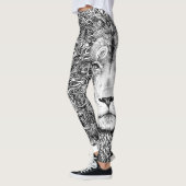 Schwarzweiss-Löwelinie Kunst-Leggings Leggings (Links)