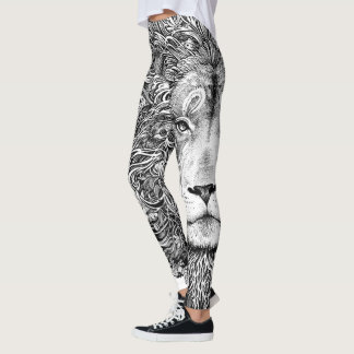 Schwarzweiss-Löwelinie Kunst-Leggings Leggings