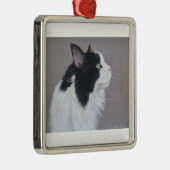 Schwarzweiss-Maine-Waschbärkatze Ornament Aus Metall (Rechts)