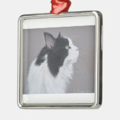 Schwarzweiss-Maine-Waschbärkatze Ornament Aus Metall (Links)