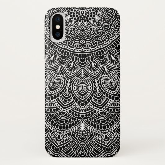 Schwarzweiss-Mandala Case-Mate iPhone Hülle (Rückseite)