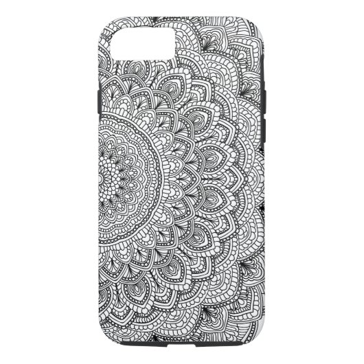 Schwarzweiss-Mandala Case-Mate iPhone Hülle (Rückseite)