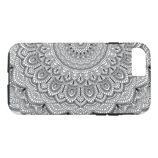 Schwarzweiss-Mandala Case-Mate iPhone Hülle (Rückseite (Horizontal))