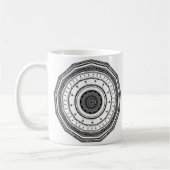 Schwarzweiss-Mandala mit yin Yang Kaffeetasse (Links)
