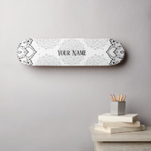 Schwarzweiß-Mandala-Skateboard