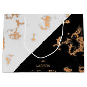 Schwarzweiss-Marmor Große Geschenktüte (Vorderseite)