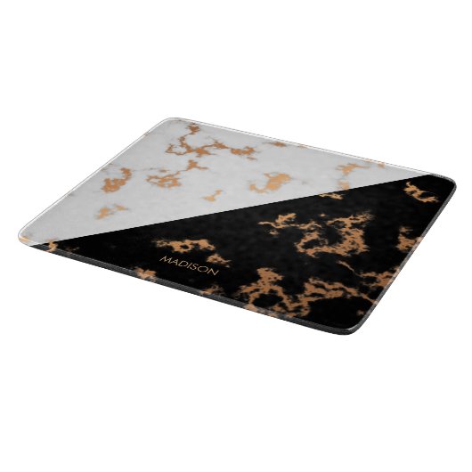 Schwarzweiss-Marmor Schneidebrett (Ecke)