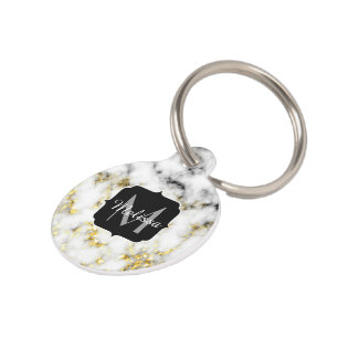 Schwarzweiss-Marmorgoldschein-Flocke Monogramm Haustiermarke