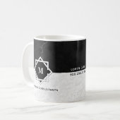 Schwarzweiss-Marmormonogramm Kaffeetasse (Vorderseite Links)