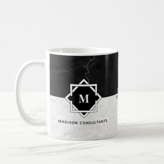 Schwarzweiss-Marmormonogramm Kaffeetasse (Links)