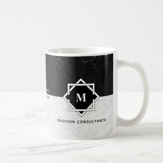 Schwarzweiss-Marmormonogramm Kaffeetasse (Rechts)