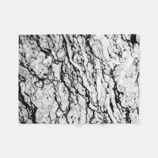 Schwarzweiss-Marmorsteinmuster Fleecedecke (Vorderseite (Horizontal))