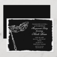 Schwarzweiß-Masquerade Elegante Party Einladung