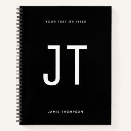Schwarzweiß-Minimalistisch Einfache moderne Monogr Notizblock