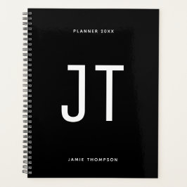 Schwarzweiß-Minimalistisch Einfache moderne Monogr Planer