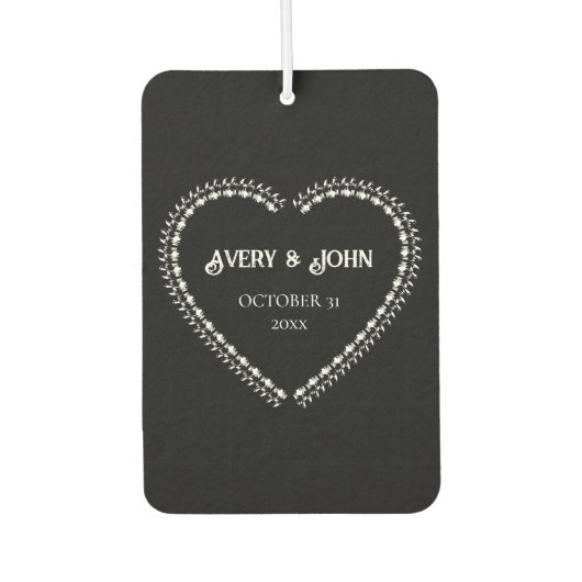 Schwarzweiß-Minimalistische gotische Hochzeit Autolufterfrischer (Vorderseite)