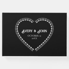 Schwarzweiß-Minimalistische gotische Hochzeit Gästebuch