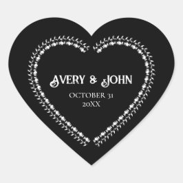 Schwarzweiß-Minimalistische gotische Hochzeit Herz-Aufkleber