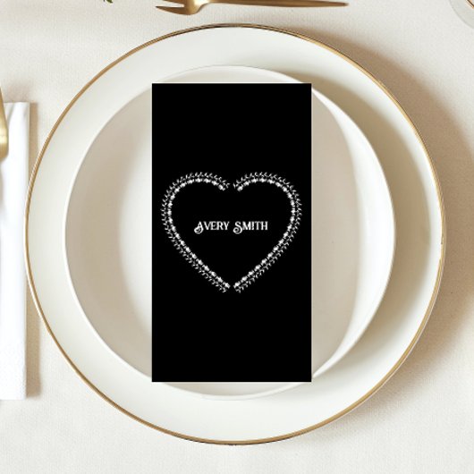 Schwarzweiß-Minimalistische gotische Hochzeit Platzkarte